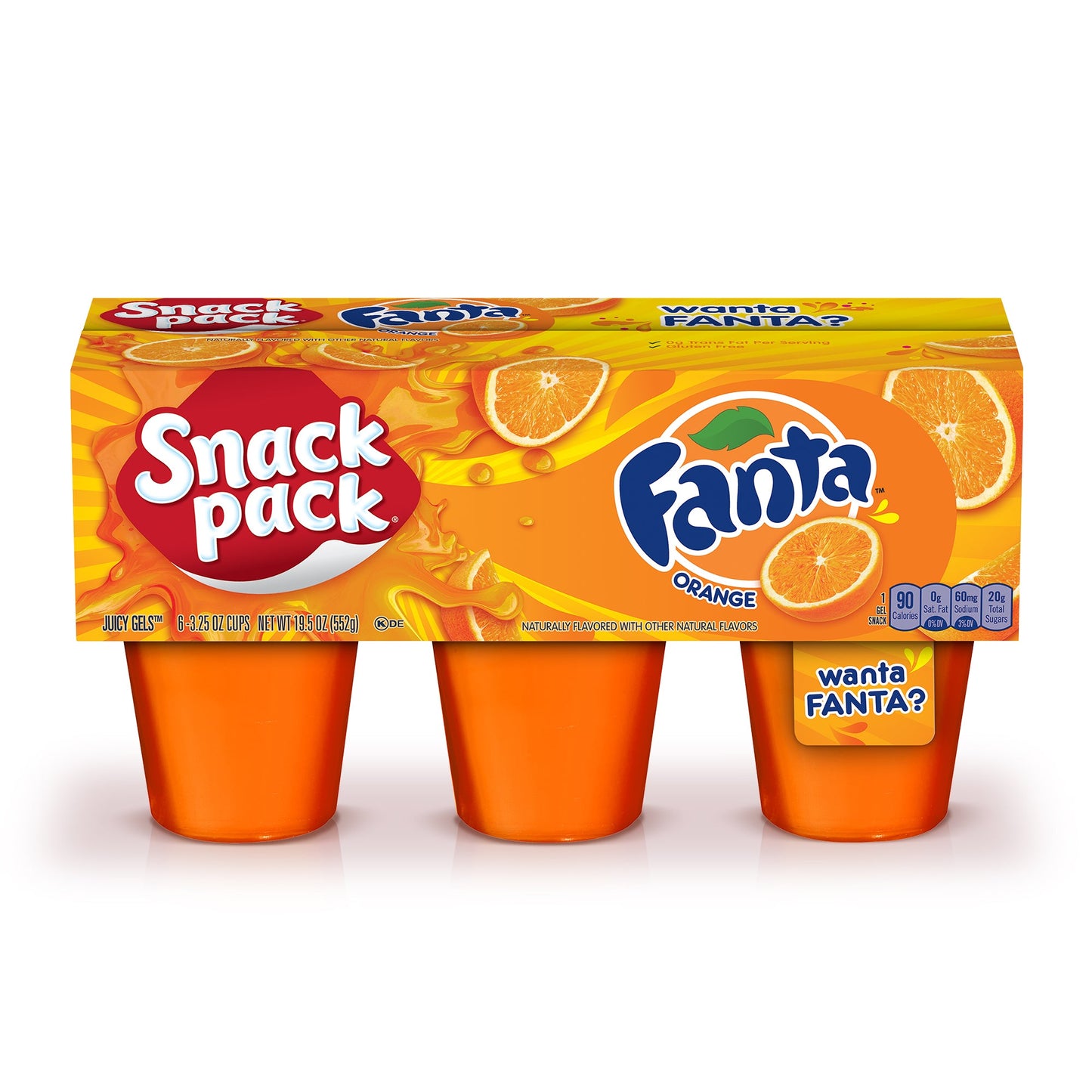 Snack Pack Gel Cups Fanta Orange; 19.5 Ounces; 8 Per Case