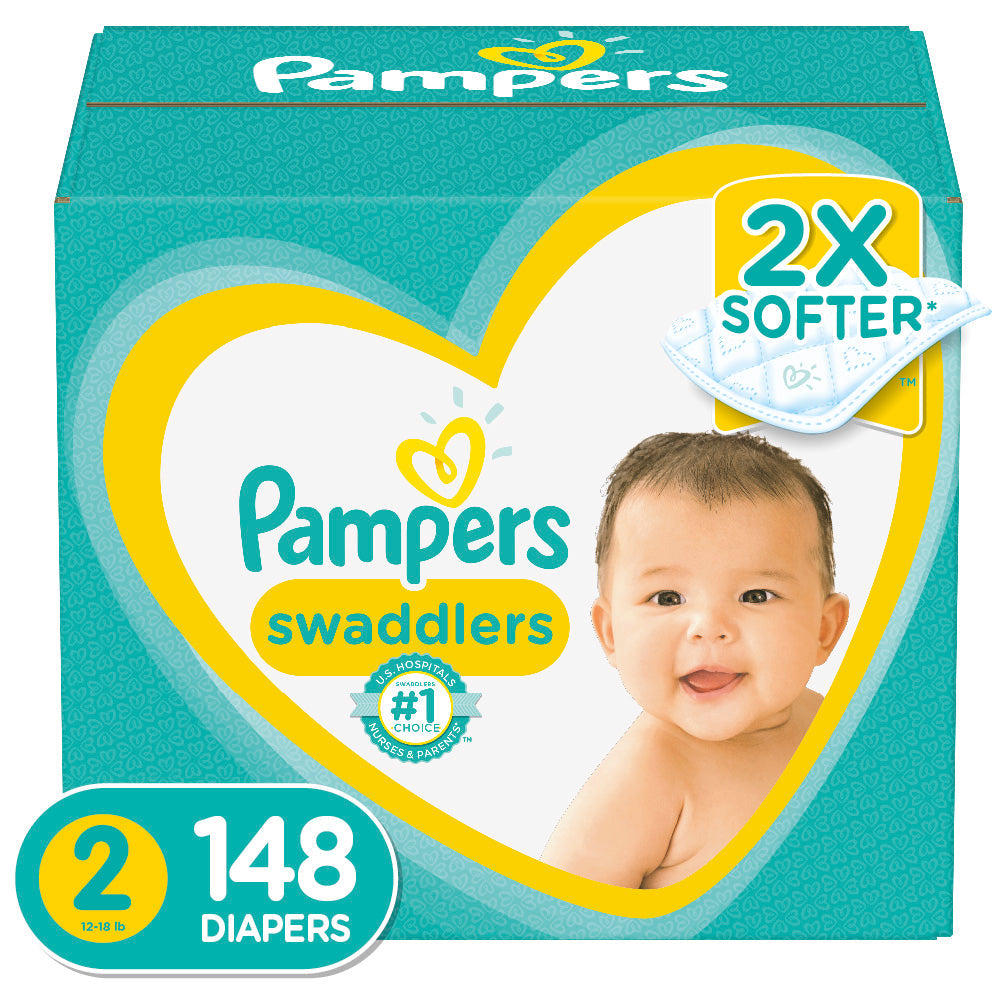 Pampers Swaddlers Diapers; 148 Count; 1 Per Case