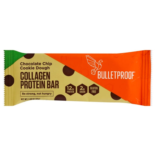 Bulletproof Chocolate Chip Cookie Dough Collagen Protein Bar; 1.4 Ounces; 12 Per Box; 6 Per Case - High Mart Wholesale