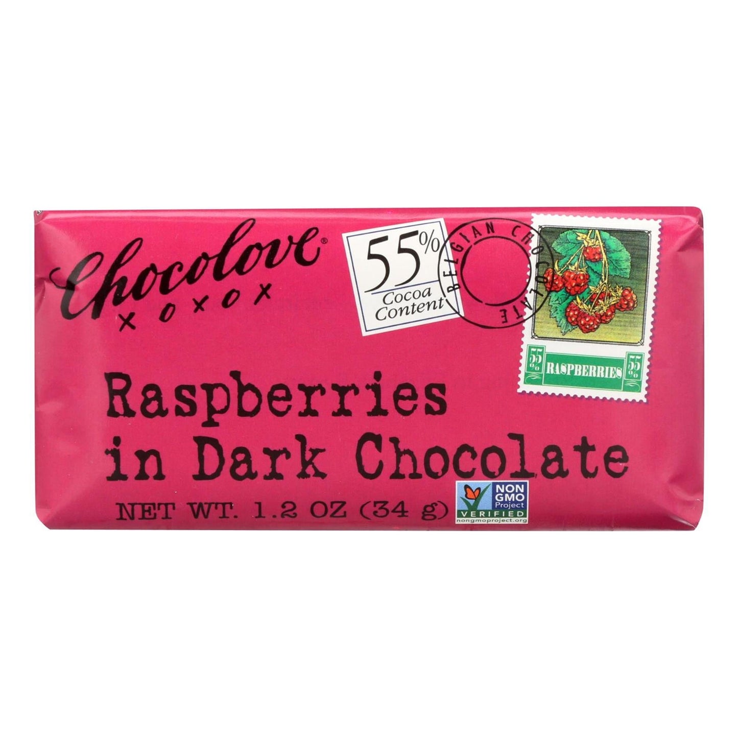 Chocolove Raspberries In Dark Chocolate; 1.2 Ounces; 12 Per Box; 12 Per Case - High Mart Wholesale