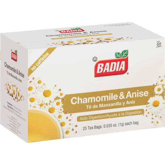 Badia Chamomile & Anise Tea Bags; 25 Each; 10 Per Box; 10 Per Case