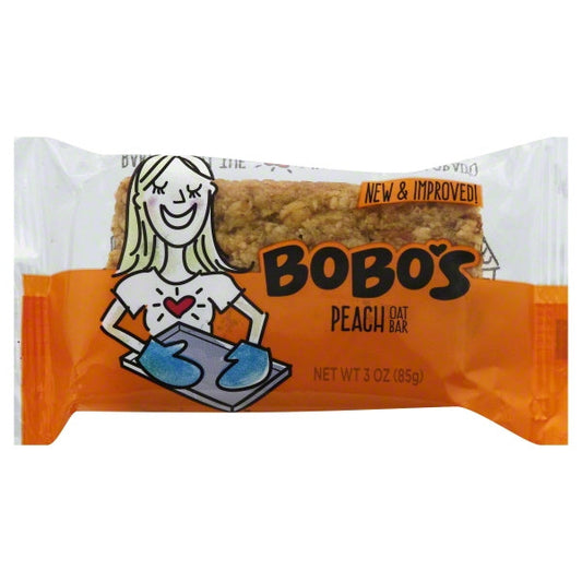 Bobo's Oat Bars Gluten Free; Vegan Peach Bar 3 Ounce Bar; 3 Ounces; 12 Per Box; 4 Per Case - High Mart Wholesale