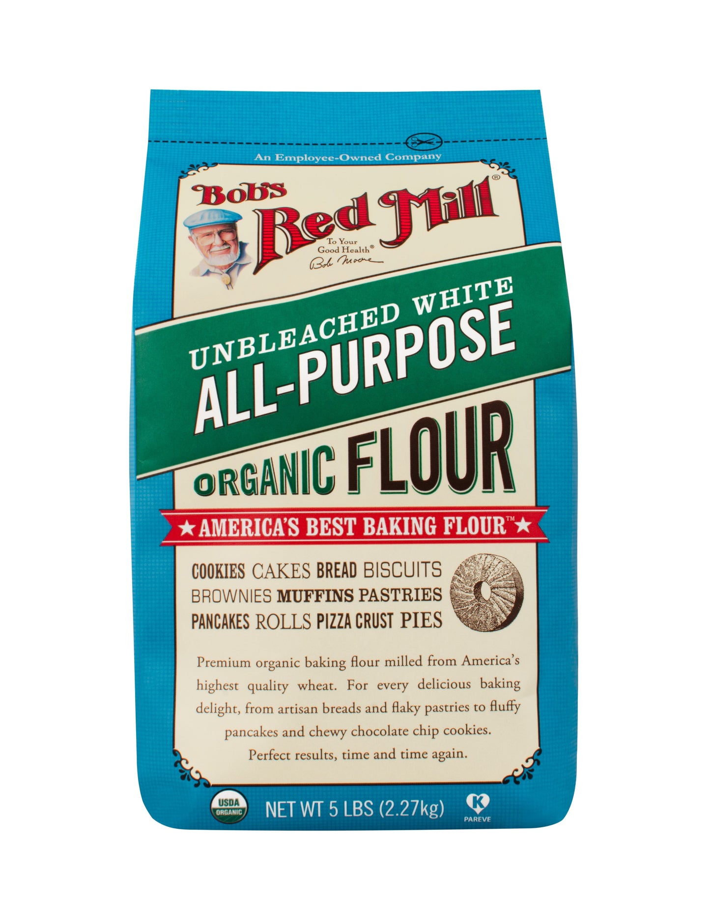 Bob's Red Mill Natural Foods Inc Organic Unbleached White All-Purpose Flour; 5 Pounds; 4 Per Case