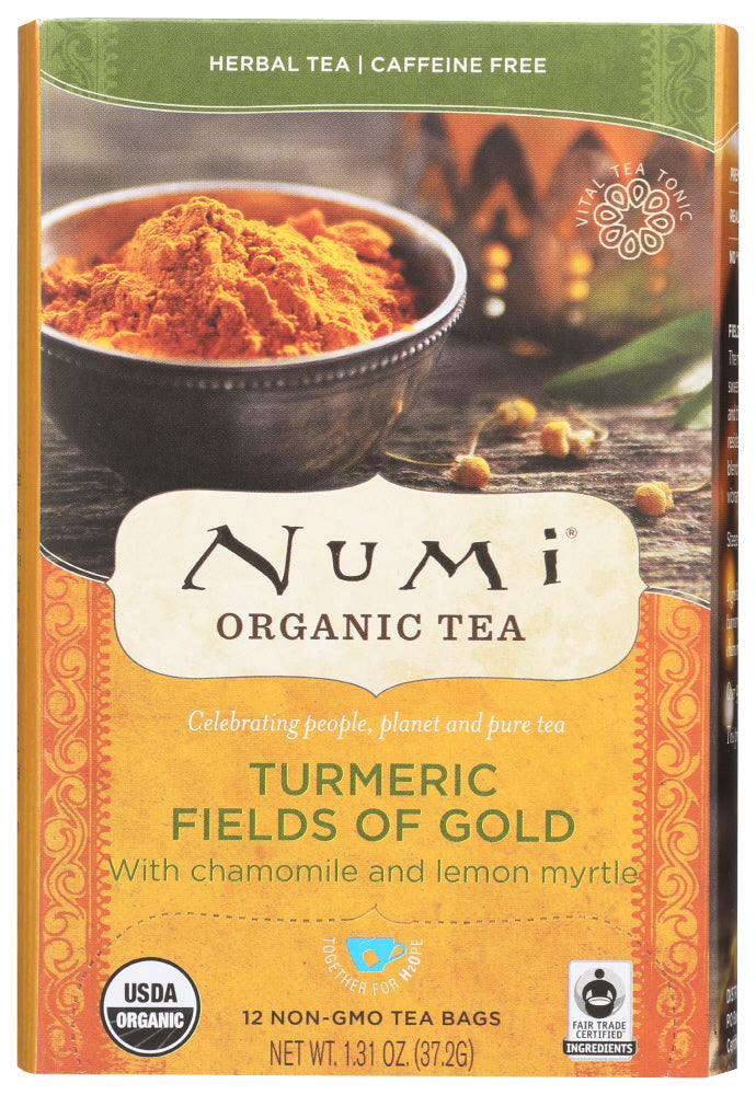 Numi Organic Tea Fields Of Gold Turmeric Tea; 12 Count; 6 Per Case - High Mart Wholesale