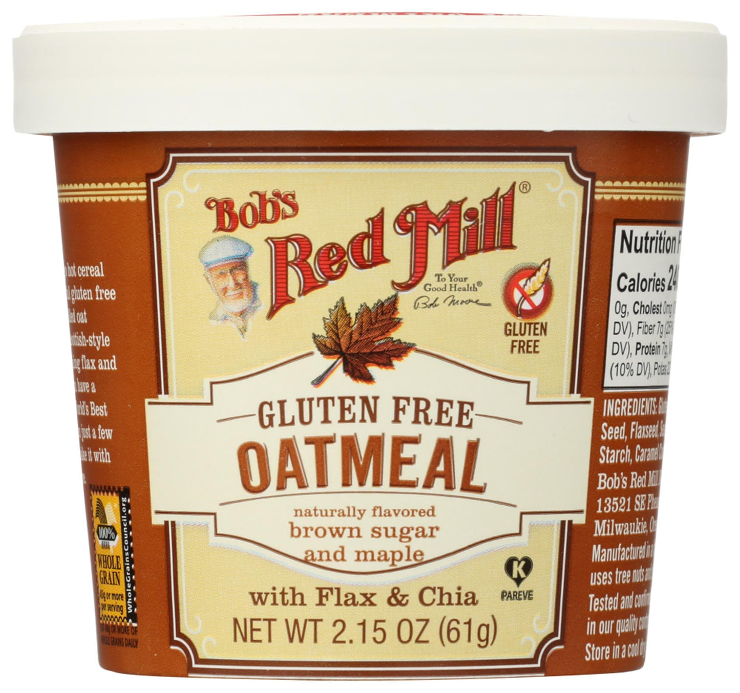 Bob's Red Mill Natural Foods Inc Gluten Free Maple Brown Sugar Oatmeal Cup; 2.15 Ounces; 12 Per Case