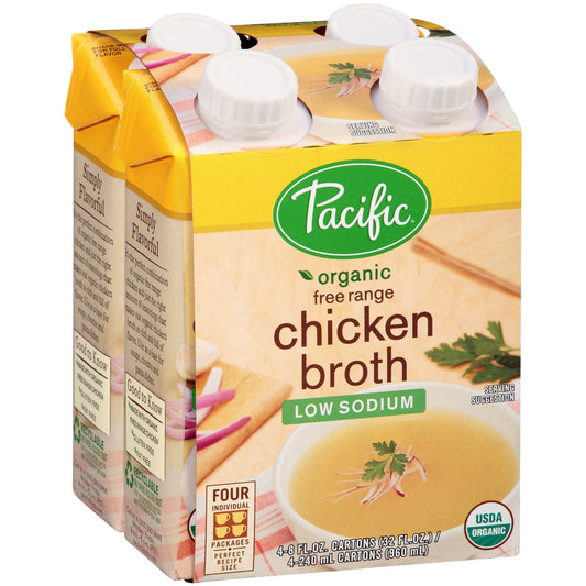 Pacific Foods Organic; Free Range; Low Sodium Chicken Broth; 32 Ounce; 6 Per Case - High Mart Wholesale