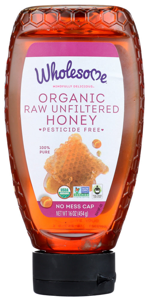 Wholesome Sweetener Organic Raw Unfiltered Honey Inverted Squeeze Bottle; 16 Ounce; 6 Per Case