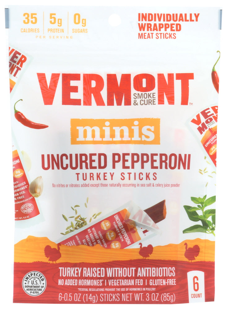 Vermont Smoke And Cure Green Precooked Turkey Pepperoni; 3 Ounces; 8 Per Case - High Mart Wholesale
