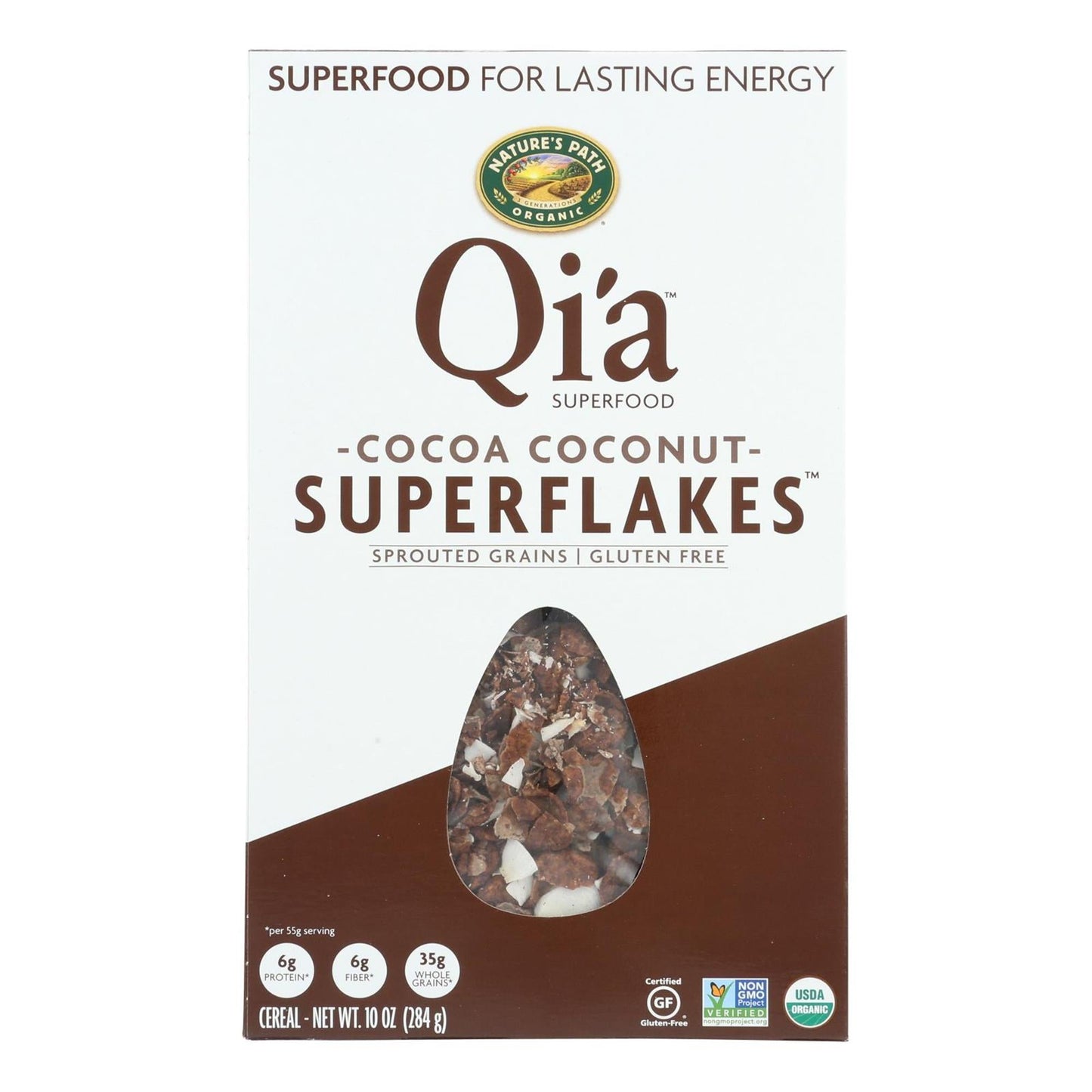 Qi'a Qi'a Cocoa Coconut Superflakes Usa; 10 Ounces; 12 Per Case - High Mart Wholesale