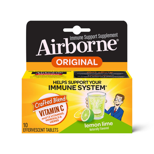 Airborne Effervescent Tablets Lemon Lime; 10 Each; 6 Per Box; 12 Per Case - High Mart Wholesale