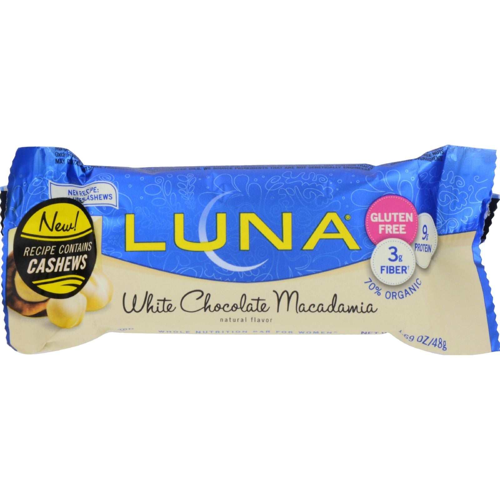 Luna Stacked Bar White Chocolate Macadamia; 1.69 Ounce; 15 Per Box; 16 Per Case - High Mart Wholesale