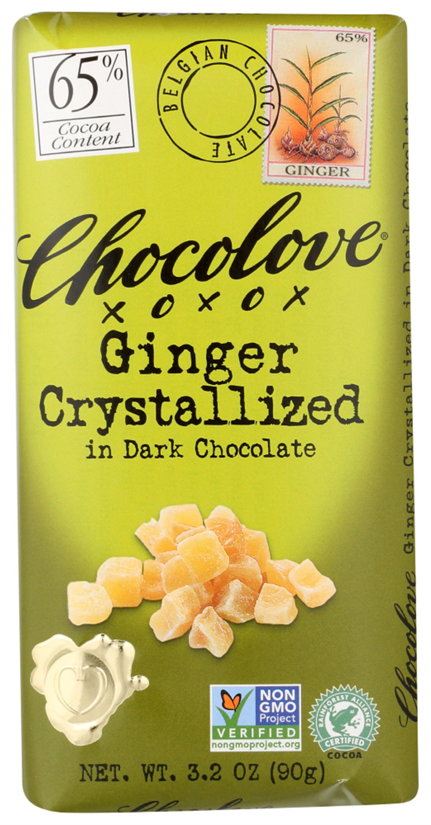 Chocolove Ginger Dark Chocolate Bar; 3.2 Ounces; 12 Per Box; 12 Per Case - High Mart Wholesale