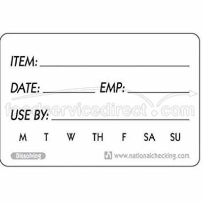 Ncco National Checking 2 Inch X 3 Inch Shelf Life Dissolvable Label Box; 250 Each