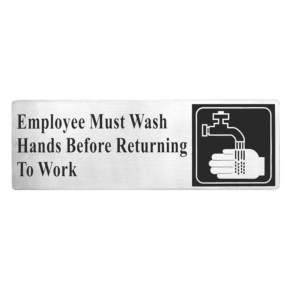 Tablecraft Sign Employee Must Wash Hands Stainless Steel 3' X 9'10"; 1 Each - High Mart Wholesale