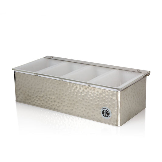 American Metalcraft Condiment Box Hammered 4 Compartment; 1 Each - High Mart Wholesale