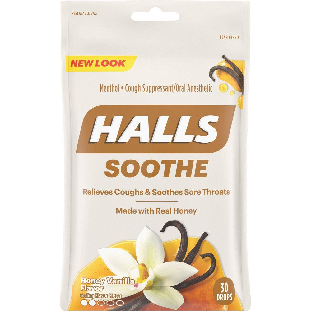 Halls Honey Cough Drops; 30 Count; 12 Per Box; 4 Per Case - High Mart Wholesale