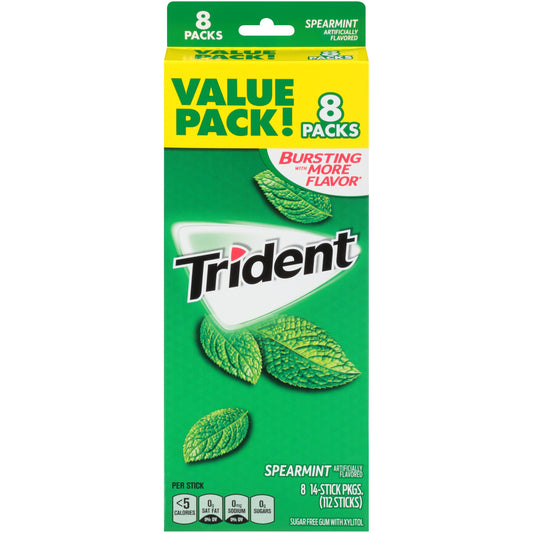 Trident Gum Spearmint 8 Pack; 112 Count; 6 Per Case