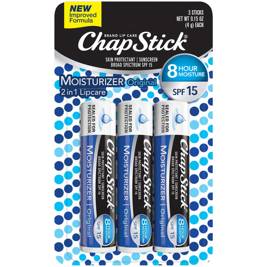 Chapstick Lip Moisturizer Lip Moist Regular Long Card Tray; 0.45 Ounces; 12 Per Box; 6 Per Case - High Mart Wholesale