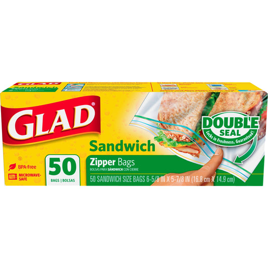 Glad Food Storage Zipper Sandwich; 50 Count; 12 Per Case