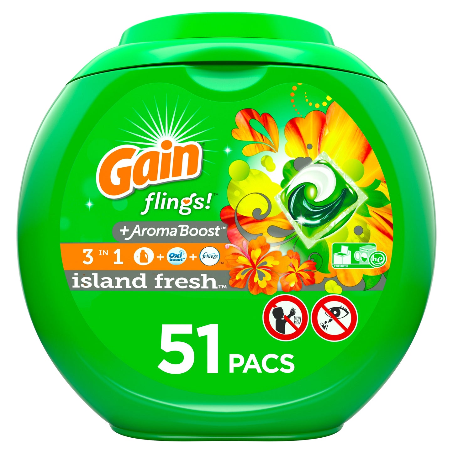 Gain Island Fresh Laundry Detergent; 51 Count; 4 Per Case