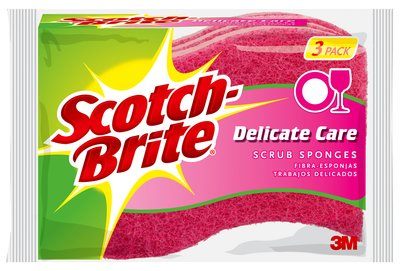 Scotch Brite Delicate Care Scrub Sponge; 3 Count; 8 Per Case