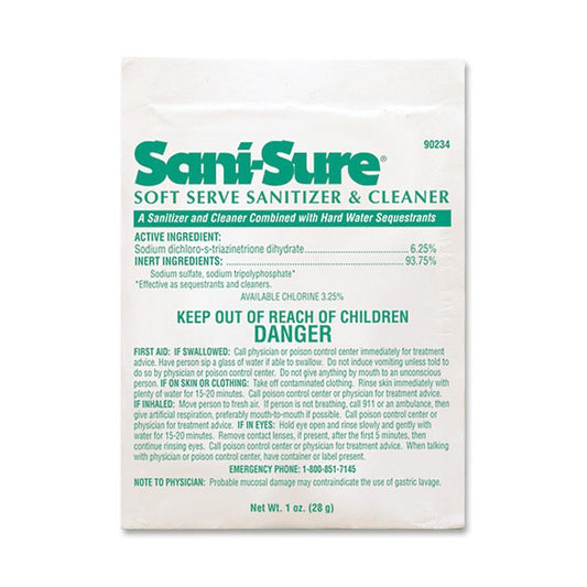 Diversey Sanitizer Sani-Sure Clean Soft Serve Pouch; 100 Each; 1 Per Case