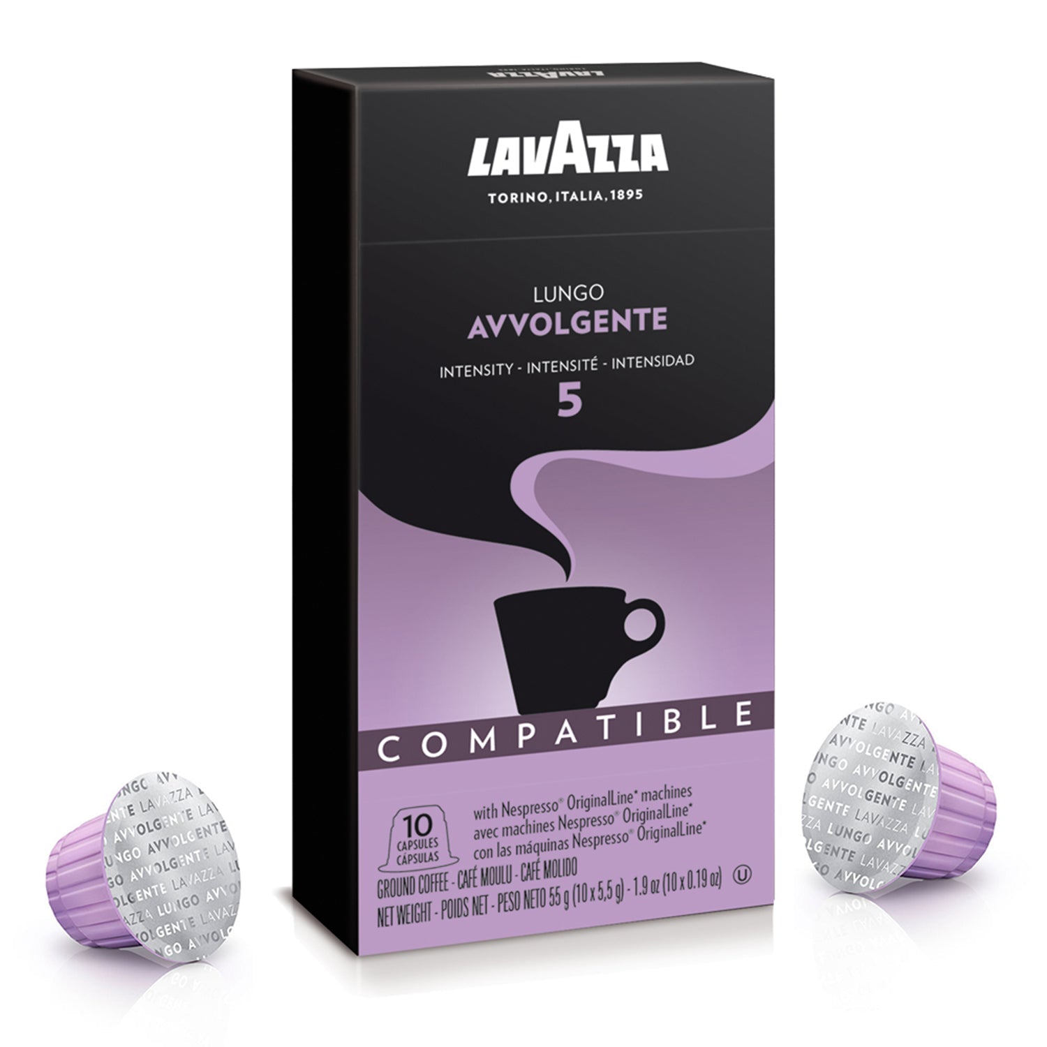 Lavazza Nespresso Compatible Capsules Lungo Avvolgente Coffee Ground; 1.9 Ounces; 6 Per Case - High Mart Wholesale