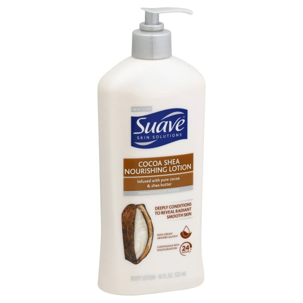 Suave Skin Solutions Smoothing With Cocoa Butter And Shea Body Lotion; 18 Fluid Ounces; 6 Per Case