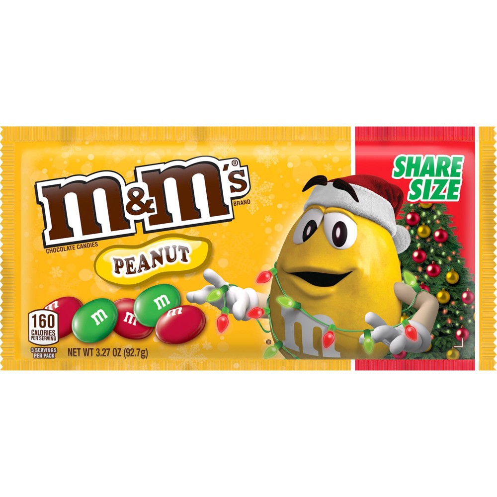 M&M's Peanut Sharing Size Christmas; 3.27 Ounce; 24 Per Box; 6 Per Case