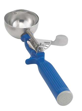 Vollrath Stainless Steel Size 16 Disher - Blue Handle; 1 Each