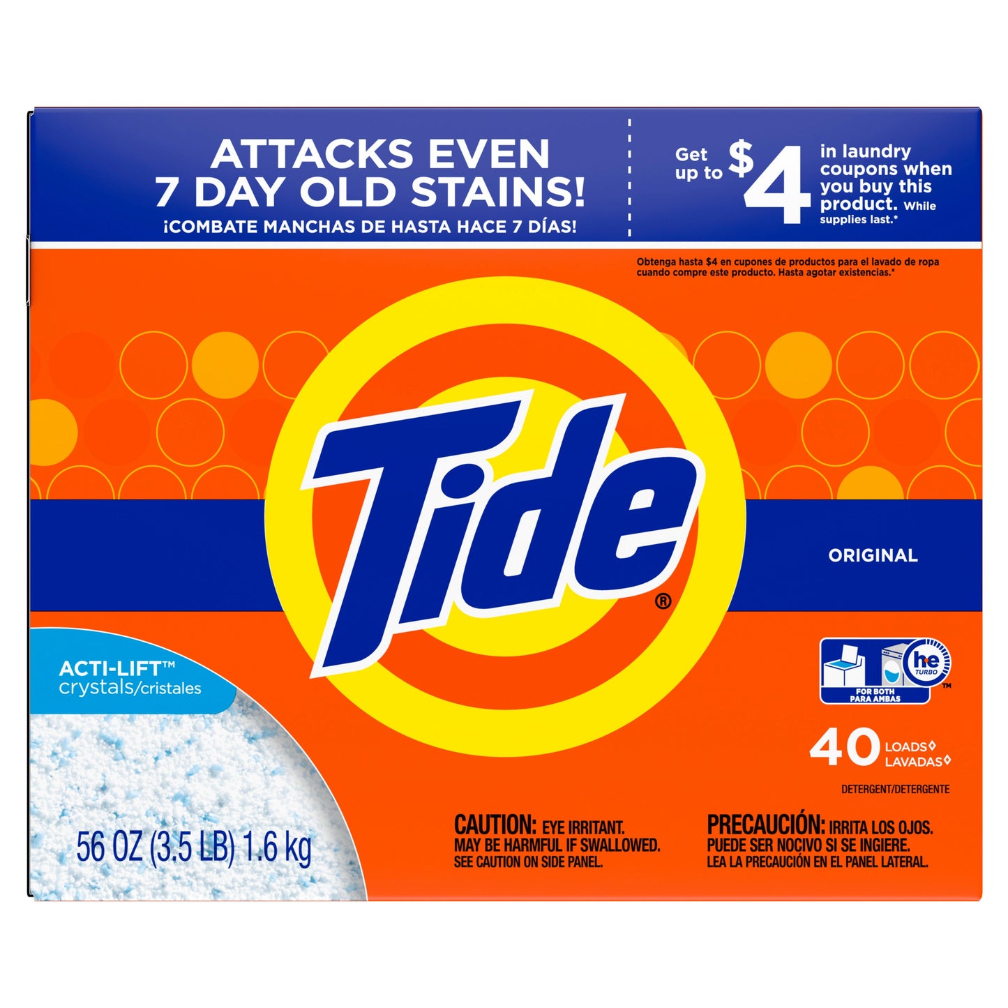 Tide Tide Powder Ultra High Efficiency Original Scent 40 Load; 3.5 Pound; 4 Per Case