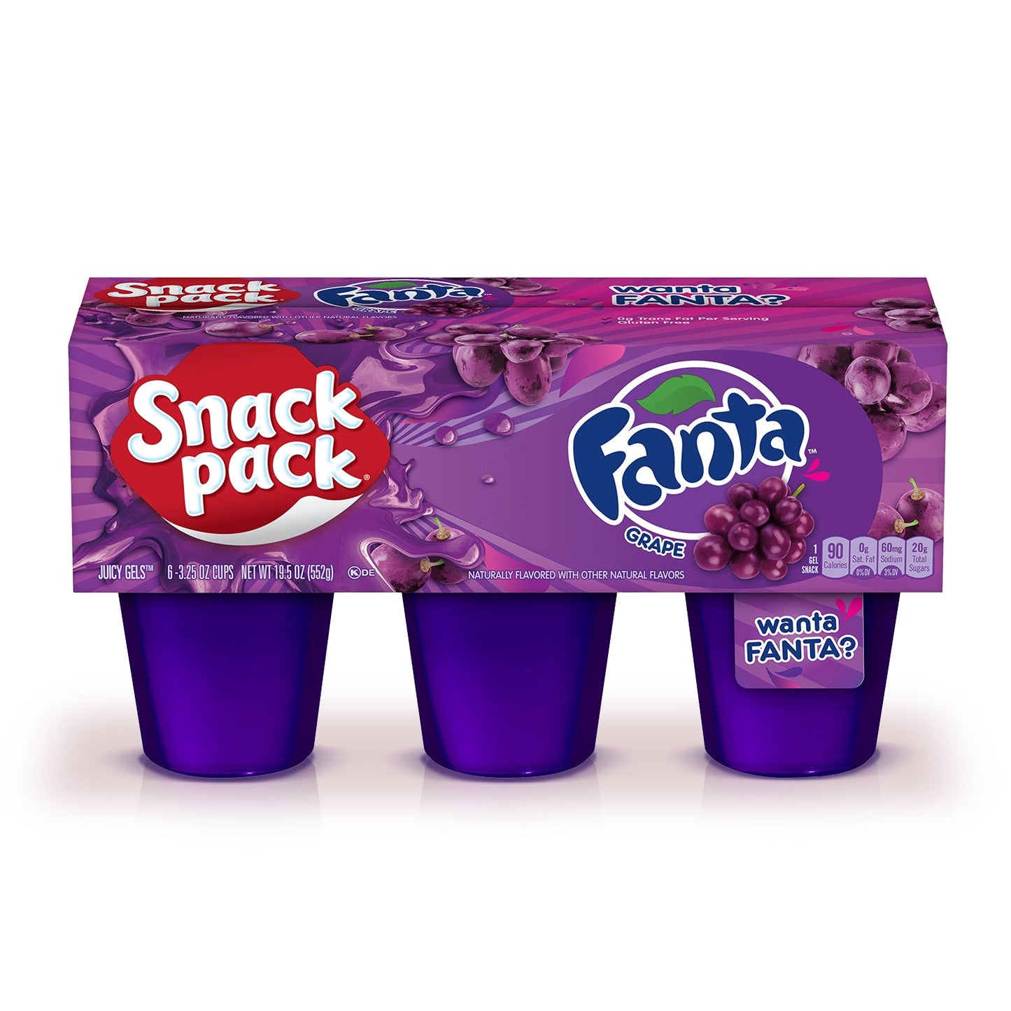 Snack Pack Gel Cups Fanta Grape; 19.5 Ounces; 8 Per Case
