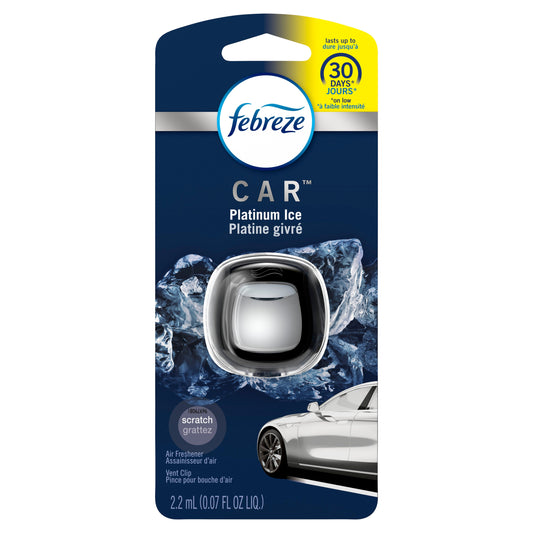 Febreze Car Vent Clip Platinum Ice; 0.07 Fluid Ounces; 8 Per Case