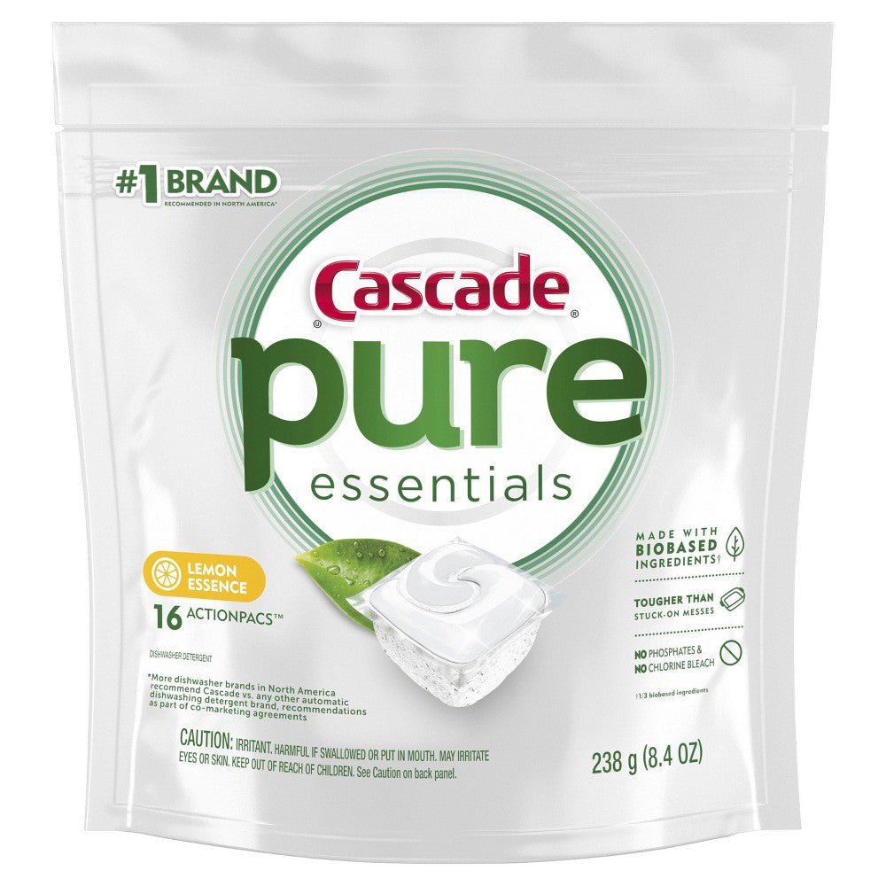 Cascade Pure Essentials Lemon Essence Dishwasher Detergent; 8.4 Ounces; 5 Per Case