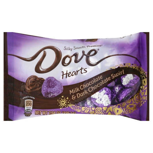 Dove Milk Chocolate Dark Chocolate Swirl Valentine; 7.94 Ounces; 12 Per Case