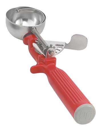 Vollrath Stainless Steel Size 24 Disher - Red Handle; 1 Each