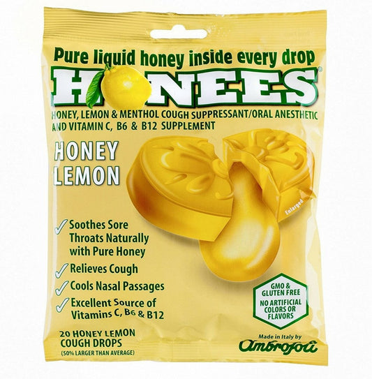 Honees Cough Drop Honey Lemon Display; 20 Piece; 12 Per Case