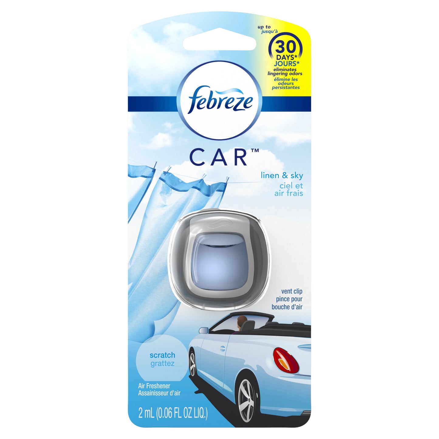 Febreze Vent Clip Linen & Sky Air Freshener; 2 Milliliter; 8 Per Case