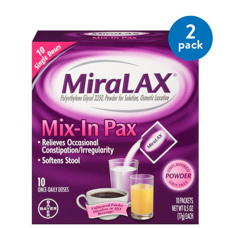 Miralax Single Dose Sachets; 10 Piece; 3 Per Box; 12 Per Case