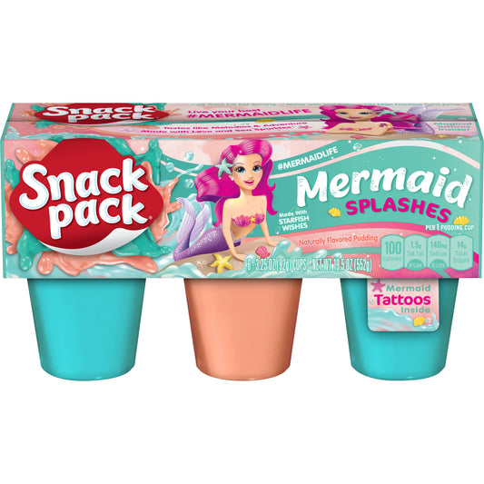 Snack Pack Mermaid Splash Flavored Pudding Cups; 19.5 Ounces; 8 Per Case