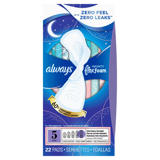 Always Infinity Pads Super Overnight With Wings; 22 Count; 6 Per Case