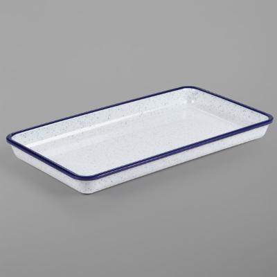 American Metalcraft Melamine Bowl Rectangle White Blue Speckled; 1 Each - High Mart Wholesale