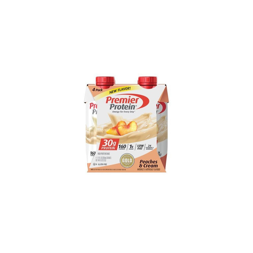 Premier Protein Peach And Creme Protein Shake; 11 Fluid Ounce; 4 Per Box; 3 Per Case - High Mart Wholesale