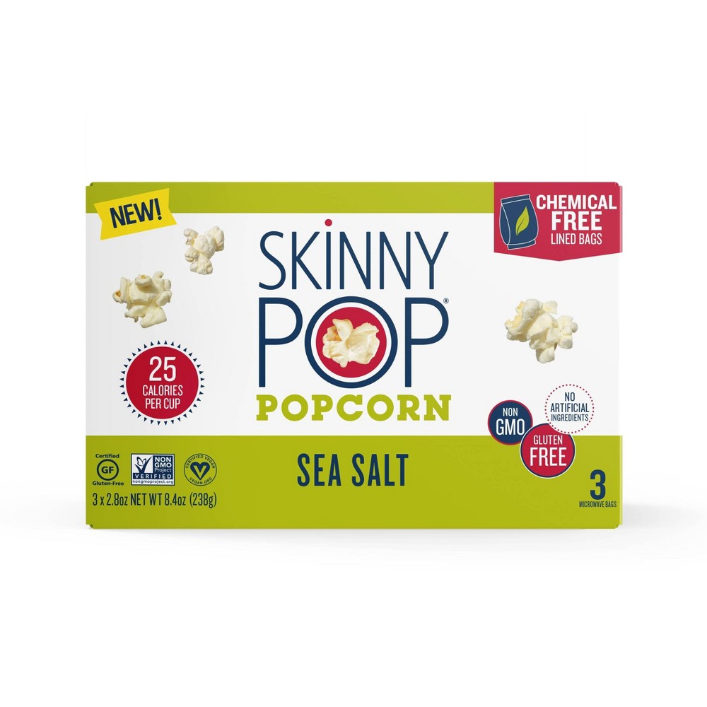 Skinnypop Popcorn Micro Sea Salt 2.8 Ounce 3 Pack; 8.4 Ounces; 12 Per Case