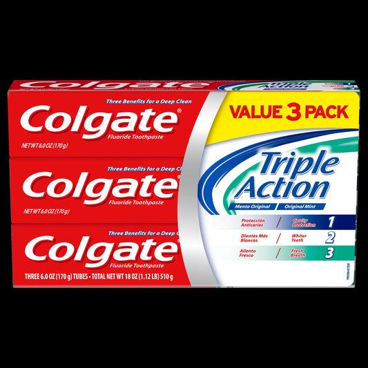 Colgate Triple Action Toothpaste Whitening; 18 Ounces; 6 Per Case