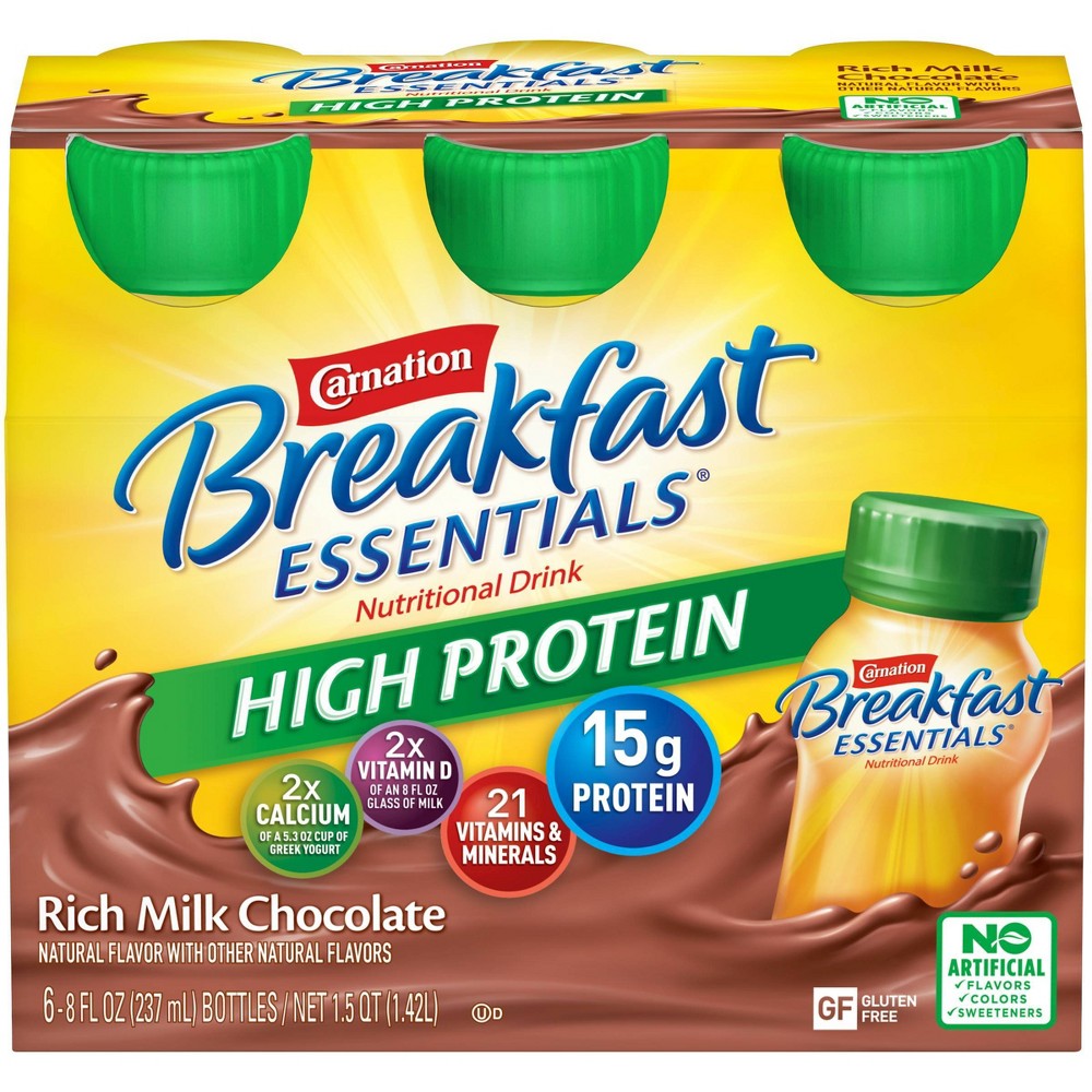 Carnation Breakfast Essentials High Protein Ready To Drink Chocolate; 8 Fluid Ounces; 12 Per Case - High Mart Wholesale