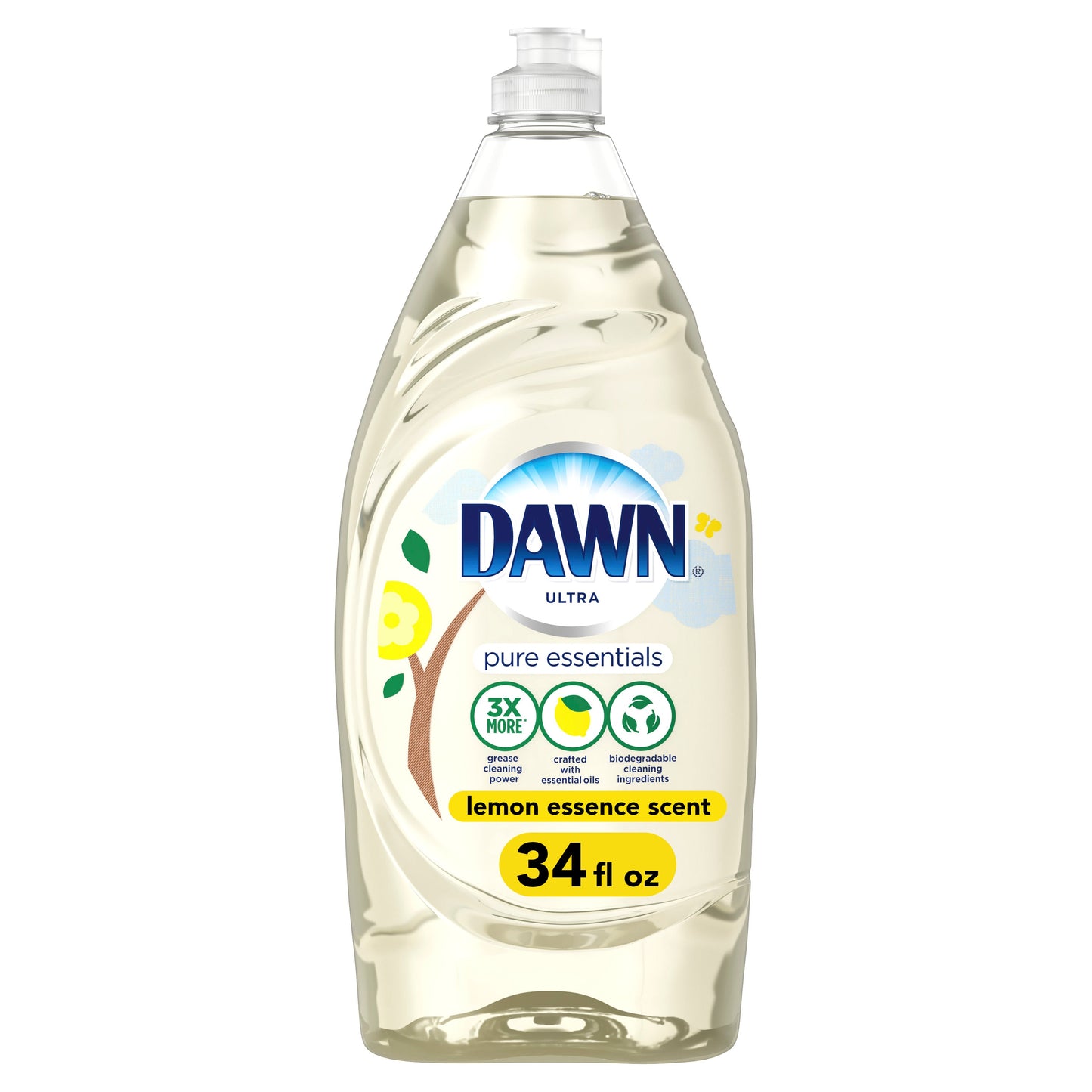 Dawn Pure Essentials Dishwashing Liquid Lemon Essence; 34 Fluid Ounces; 8 Per Case