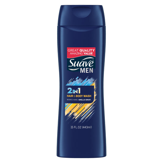 Suave Body Wash For Men Two In One Dual Charged; 15 Fluid Ounces; 6 Per Case