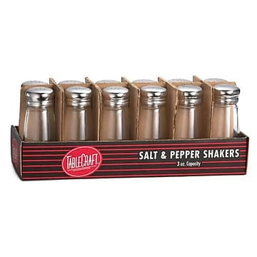 Tablecraft Shaker Salt & Pepper Round Glass; 12 Count - High Mart Wholesale