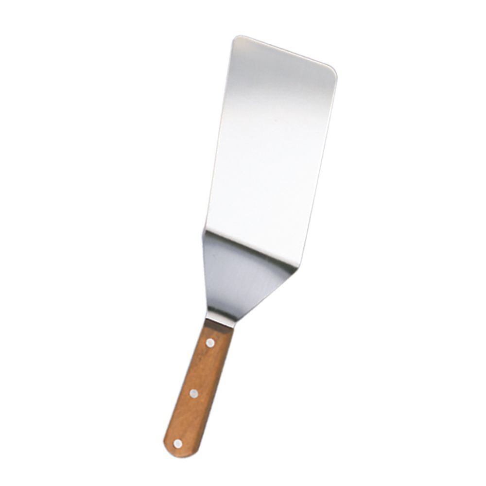 American Metalcraft 4 Inch X 8 Inch Stainless Offset Blade 15.75 Inch Length Rounded Edges Wooden Handle Turner/Server; 1 Each - High Mart Wholesale